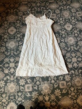 Vintage White Eyelet Slip Dress - Spaghetti Strap